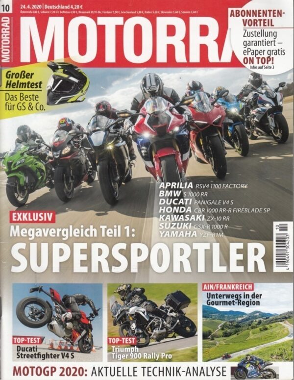 10 MOTORRAD 10/2020 – Supersportler-Vergleich, Ducati Streetfighter, Triumph Tiger 900