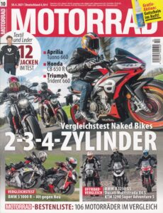 Titelseite: MOTORRAD 10/2021 – Aprilia Tuono 660, Honda CB 650 R, Triumph Trident 660, S1000R