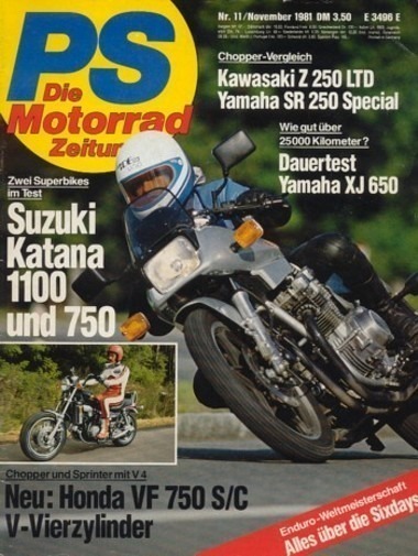 11 PS 11/1981 – Suzuki Katana 1100 und 750, Yamaha XJ 650, Kawasaki Z 750 LTD vs. Yamaha SR 250 Special