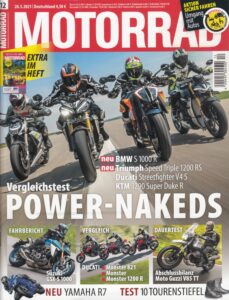 Titelseite: MOTORRAD 12/2021 – BMW S 1000 R, Triumph Speed Triple 1200 RS, Ducati Streetfighter V4 S,