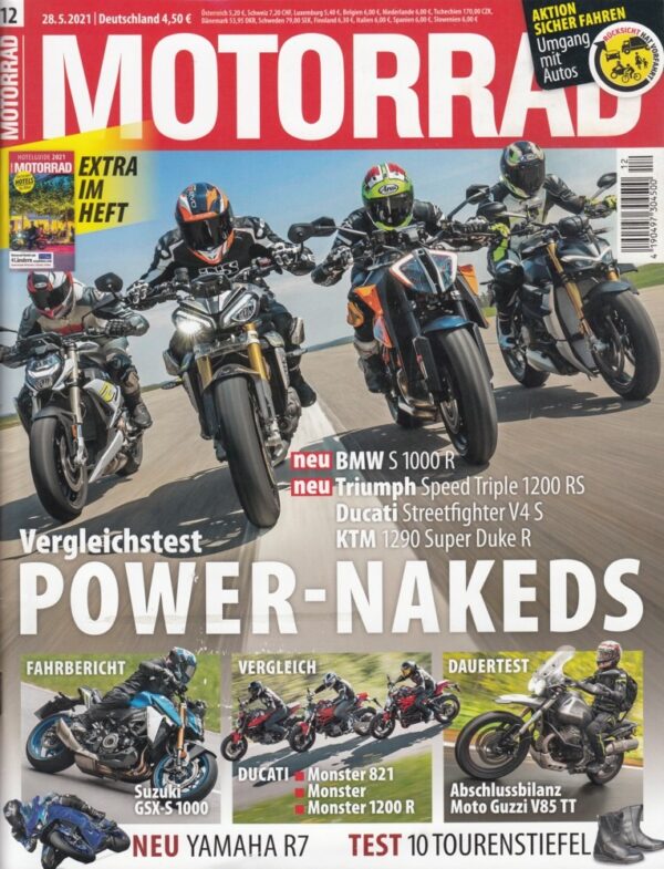 MOTORRAD 12/2021 – BMW S 1000 R, Triumph Speed Triple 1200 RS, Ducati Streetfighter V4 S,