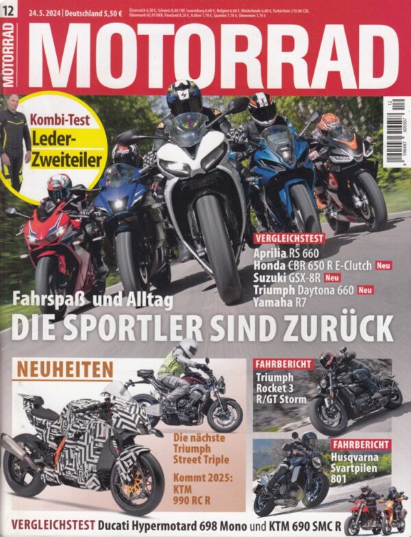 MOTORRAD 12/2024 – Ducati Hypermotard 698 Mono vs. KTM 690 SMC R