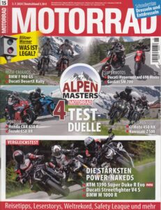 Titelseite: MOTORRAD 15/2024 – Alpen Masters 2024; Italjet Dragster 125 und 300