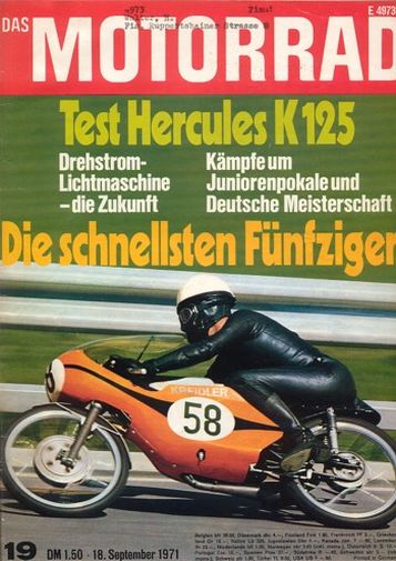 DAS MOTORRAD 19/1971 – Test Hercules K 125 X, Vorstellung Eckert-Honda