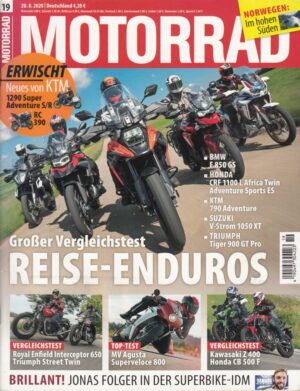 MOTORRAD 19/2020 – Reiseenduros, MV Agusta Superveloce 800, Vergleichstests