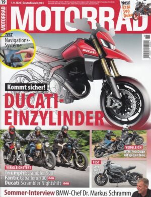 MOTORRAD 19/2023 – Test Live Wire One, Vergleich KTM 790 Duke alt vs. neu