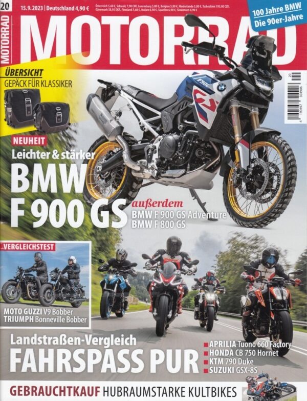 MOTORRAD 20/2023 – Neuheit BMW F 900 GS, Yamaha XMAX 300 Tech MAX