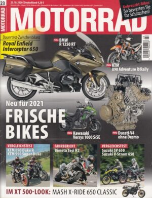 MOTORRAD 23/2020 – Frische Bikes, BMW R 1250 RT, KTM 890 Adventure, Kawasaki Versys, Ducati V4