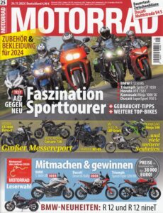 Titelseite: MOTORRAD 25/2023 – BMW R 1250 RS im Vergleich, Ducati Multistrada V4 S im Dauertest