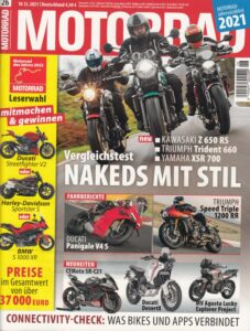 Titelseite: MOTORRAD 26/2021 – Yamaha XSR 700 im Vergleich, Fahrbericht Ducati Panigale V4 S