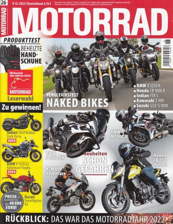 26 MOTORRAD 26/2022 – Vergleich BMW R 1250 R vs. Honda CB 1000 R und andere