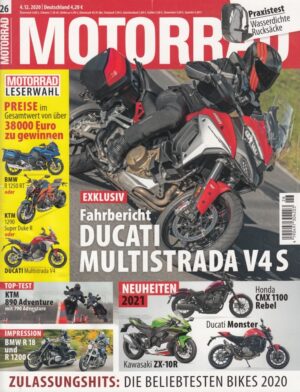 26 MOTORRAD 26/2020 – Ducati Multistrada V4 S, KTM 890 Adventure, Kawasaki ZX-10R, Monster, Rebel