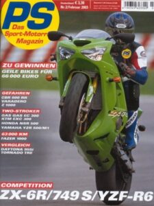 Titelseite: PS 2/2003 – Kawasaki ZX-6R vs. Ducati 749 S und Yamaha YZF-R6