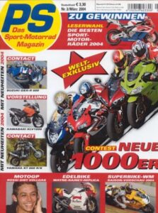 Titelseite: PS 3/2004 – Yamaha YZF-R1 vs. Honda CBR 1000 RR Fireblade und andere