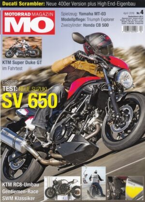 MO 4/2016 – Testberichte Suzuki SV 650, Honda CB 500 F und CBR 500 R