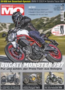 Titelseite: MO 5/2017 – Testberichte Ducati Monster 797, Suzuki V-Strom 650, BMW R nineT Pure