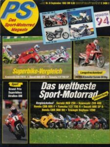 Titelseite: PS 9/1993 – Ducati 888 SP 5 vs. Kawasaki ZXR 750 R vs. Yamaha YZF 750 SP