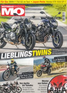 Titelseite: MO 1/2019 – Kawasaki Z650, Yamaha MT-07, Ducati Multistrada 1260 Enduro