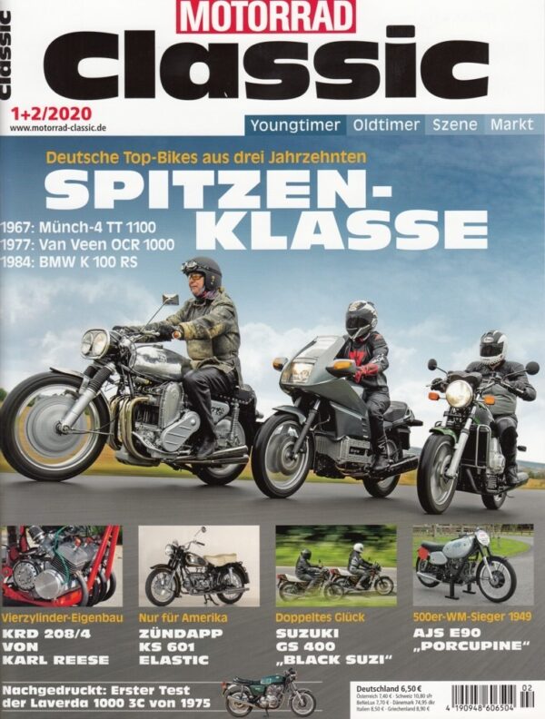 Motorrad Classic 1+2/2020 – Münch-4 TT 1100, Van Veen OCR 1000, BMW K 100 RS