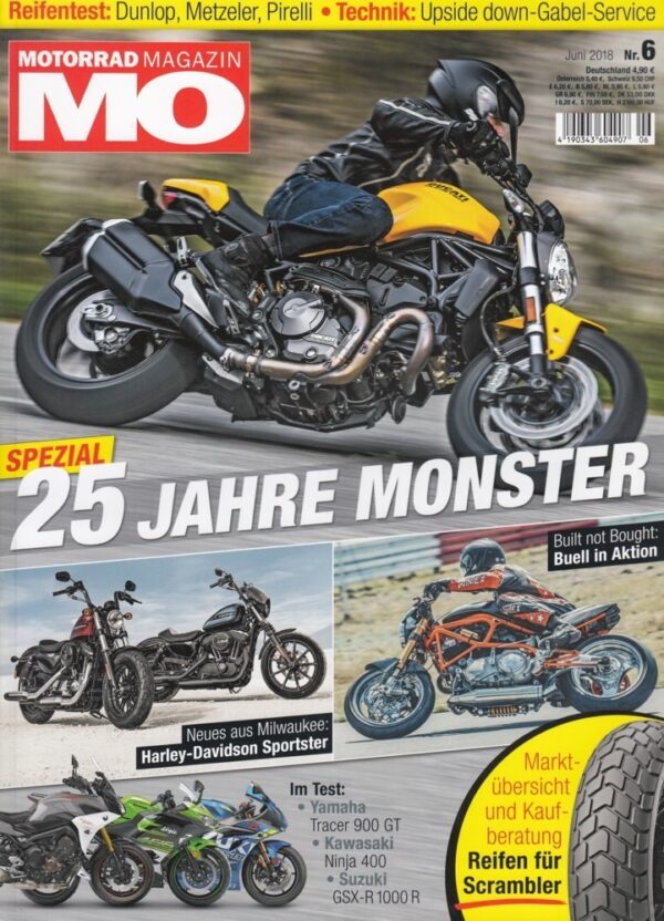 MO 6/2018 – 25 Jahre Ducati Monster, Harley-Davidson Sportster, Buell Special