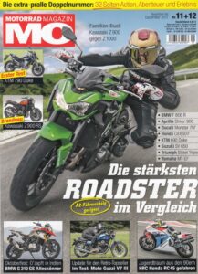 Titelseite: MO 11+12/2017 – Kawasaki Z900 vs. Z1000, KTM 790 Duke, BMW G 310 GS