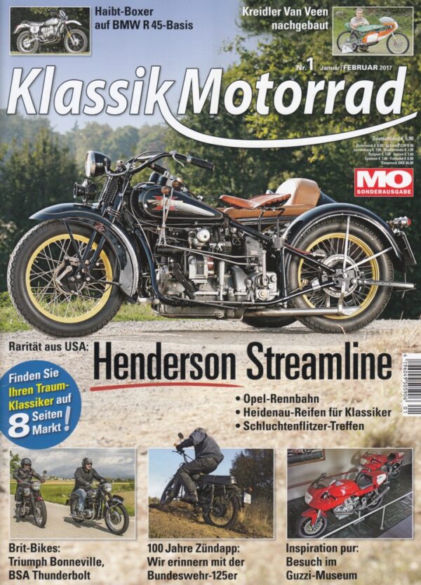 01 MO Klassik Motorrad 1/2017 – Henderson Streamline, Triumph Bonneville, BSA Thunderbolt, Zündapp 125