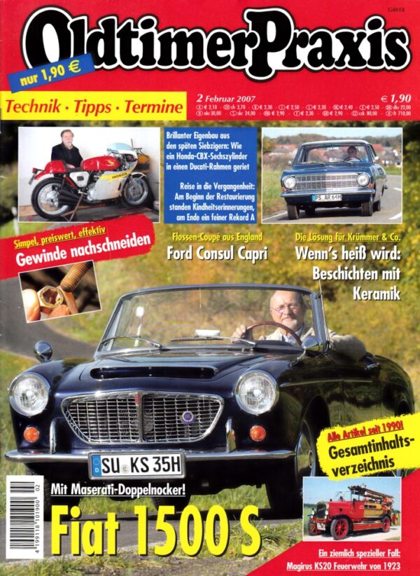 Oldtimer Praxis 02/2007 – Fiat 1500 S; Honda-CBX-Eigenbau; Standart Rekord