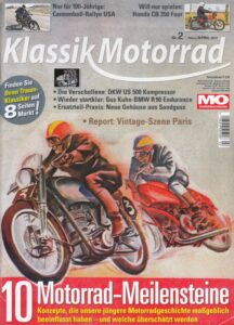 Titelseite: MO Klassik Motorrad 2/2017 – 10 Motorrad-Meilensteine, DKW US 500 Kompressor, Honda CB 350 Four