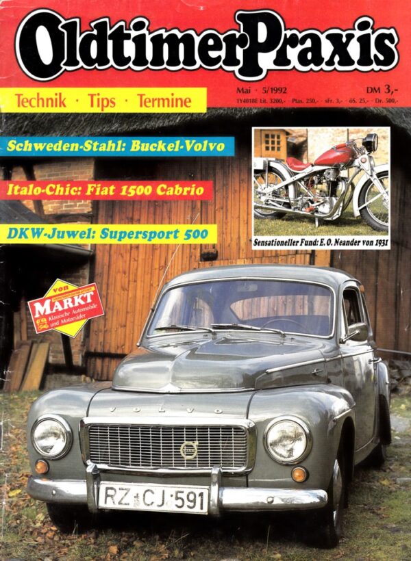 05 Oldtimer Praxis 05/1992 – Buckel-Volvo; DKW SS 500; E.O. Neander; Zündapp DB 200