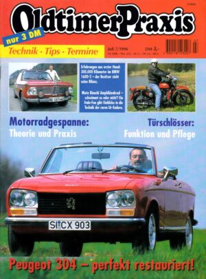 Oldtimer Praxis 07/1996 – Peugeot 304 Cabrio; Moto Bianchi Amphibienkrad; Motorradgespanne