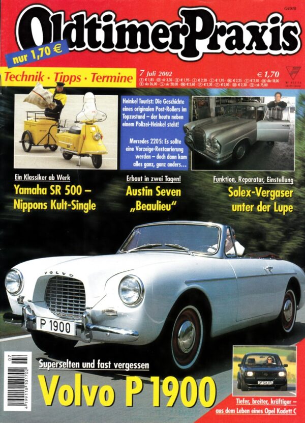 Oldtimer Praxis 07/2002 – Volvo P 1900; Yamaha SR 500; Heinkel Tourist