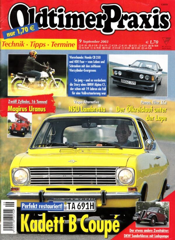 Oldtimer Praxis 09/2003 – Opel Kadett B Coupé; Honda CB 350 / 400 Four; NSU Lambretta