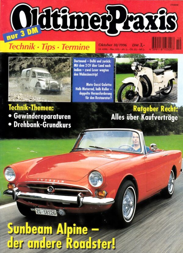 Oldtimer Praxis 10/1996 – Sunbeam Alpine; Moto Guzzi Galetto