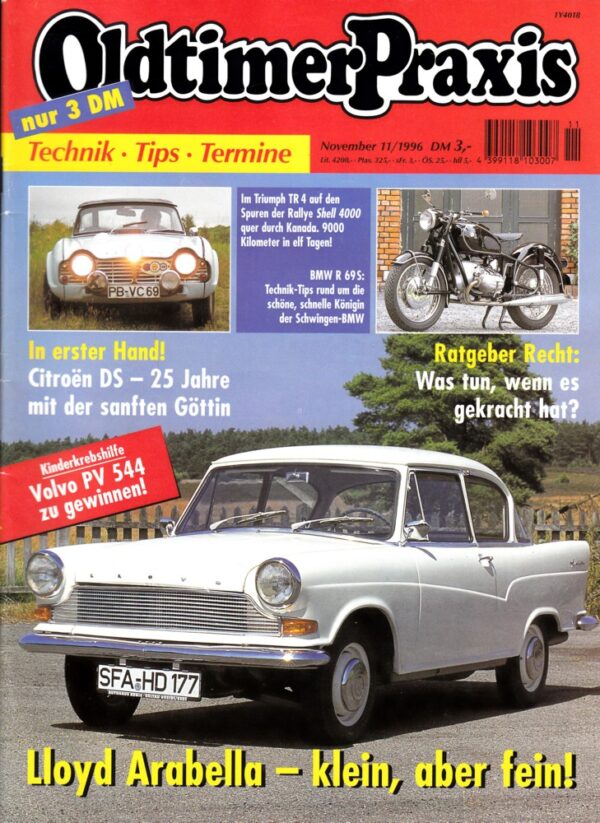 Oldtimer Praxis 11/1996 – Lloyd Arabella; BMW R 69 S; Yamaha XS 500
