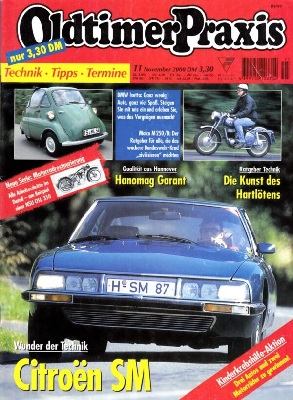 Oldtimer Praxis 11/2000 – Citroën SM; Maico M 250/B; NSU OSL 351
