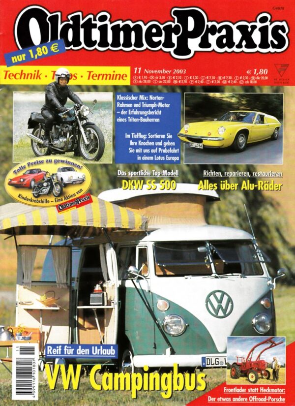 Oldtimer Praxis 11/2003 – Westfalia-T1-Camping-Bulli; Triton; DKW SS 500