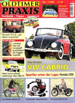 Oldtimer Praxis 11/2008 – VW Cabrio (Käfer); Montesa Cota 247; NSU 201 OSL; Vespa GS/3