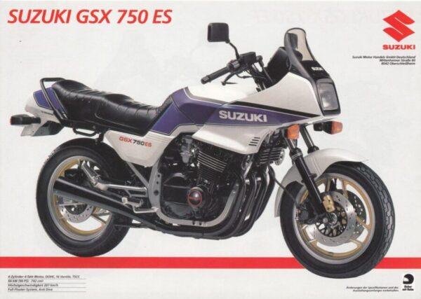 SUZUKI GSX 750 ES / EF + Prospekt flyer + 1 Blatt / 2 Seiten
