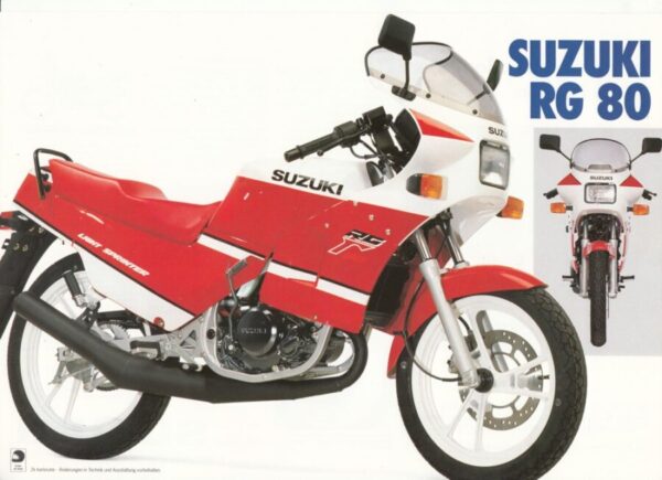 SUZUKI RG 80 Gamma + Prospekt flyer + 1 Blatt / 2 Seiten