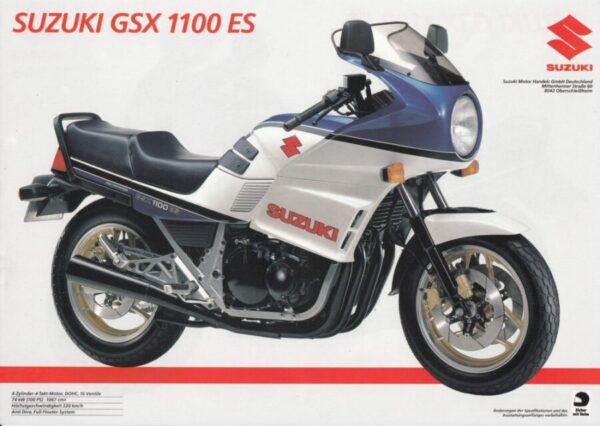 SUZUKI GSX 1100 ES / EF + PROSPEKT flyer + 1 Blatt / 2 Seiten + aus 1986?