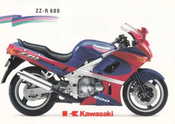 KAWASAKI ZZ-R 600 + Prospekt flyer + 1 Blatt / 2 Seiten + aus 9/1992