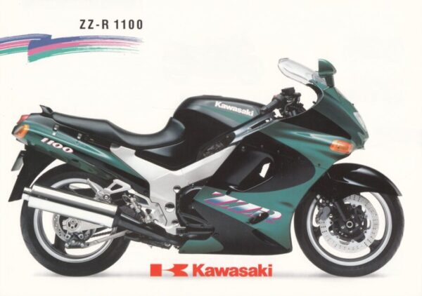 KAWASAKI ZZ-R 1100 + Prospekt flyer + 1 Blatt / 2 Seiten + aus 9/1992