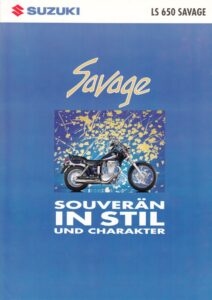 Titelseite: SUZUKI LS 650 Savage + Prospekt brochure + 4 Seiten + aus 11/1992