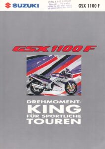 Titelseite: SUZUKI GSX 1100 F + PROSPEKT brochure + 4 Seiten + aus 1992