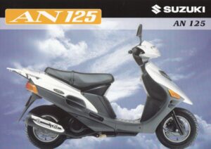 199710-2.jpg SUZUKI AN 125 + Prospekt flyer + 1 Blatt / 2 Seiten + aus 10/1997