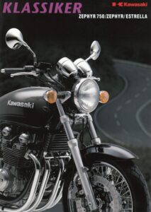 Titelseite: KAWASAKI Zephyr 750 / 550 / Estrella + Prospekt + 4 Seiten + aus 10/1998