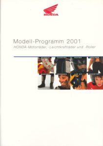 Titelseite: HONDA, Modell-Programm 2001, Motorräder Leichtkrafträder Roller + 24 Seiten