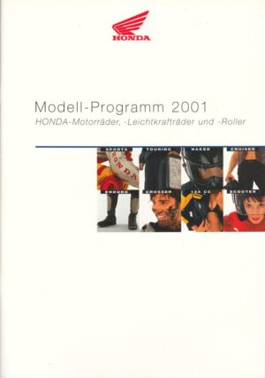HONDA, Modell-Programm 2001, Motorräder Leichtkrafträder Roller + 24 Seiten