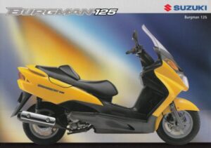 Titelseite: SUZUKI Burgman 125 + Prospekt brochure + 4 Seiten + aus 12/2001