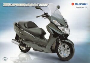 Titelseite: SUZUKI Burgman 125 + Prospekt flyer + 1 Blatt / 2 Seiten + aus 1/2004
